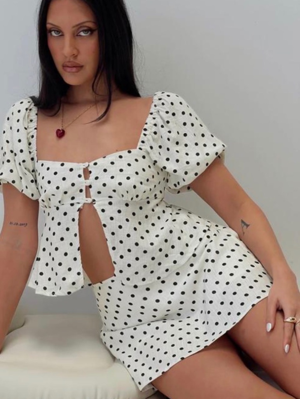 Princess Polly Adios Linen Blend Skort Polka Dot